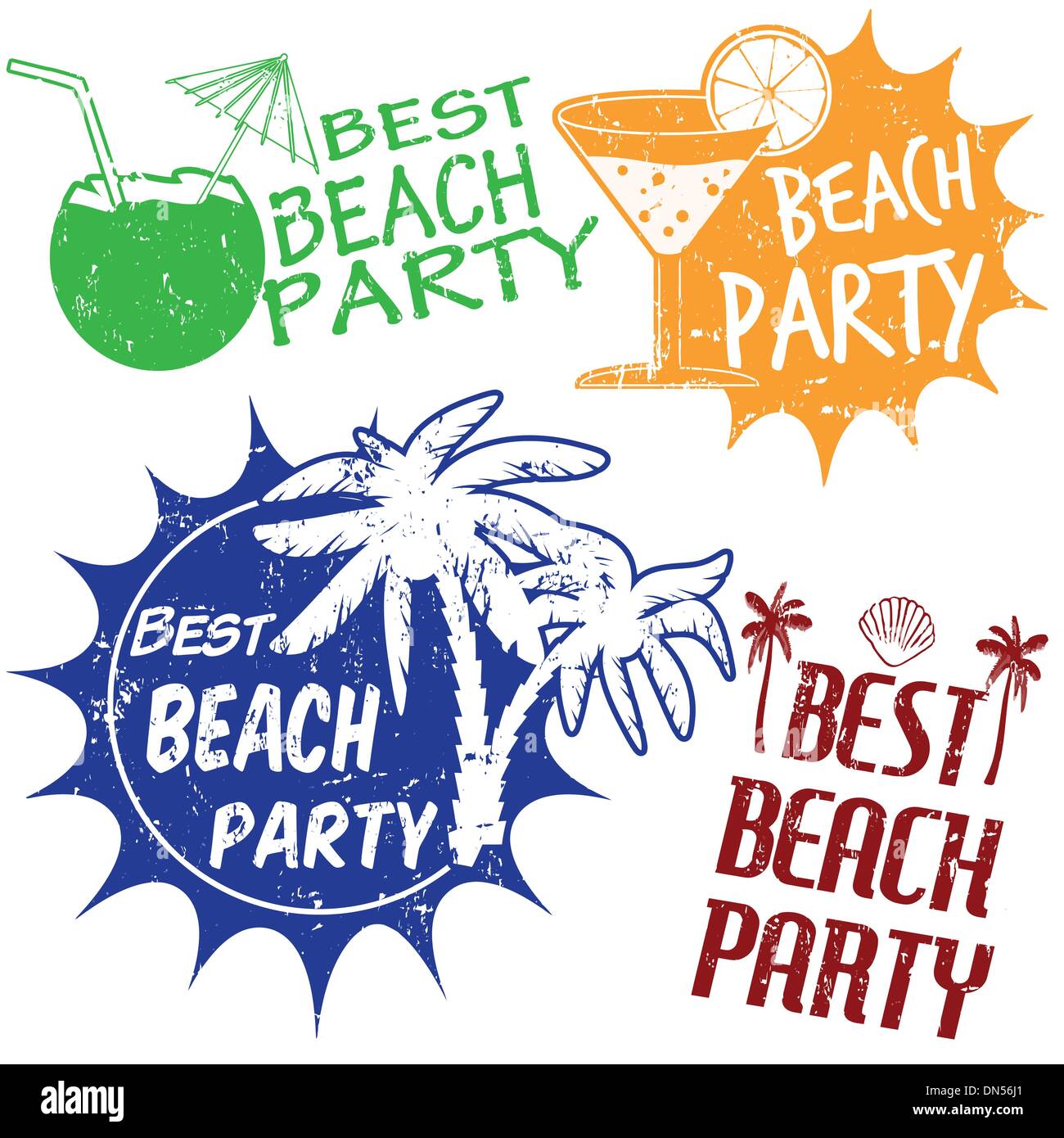 Beach Party-Marken Stock Vektor