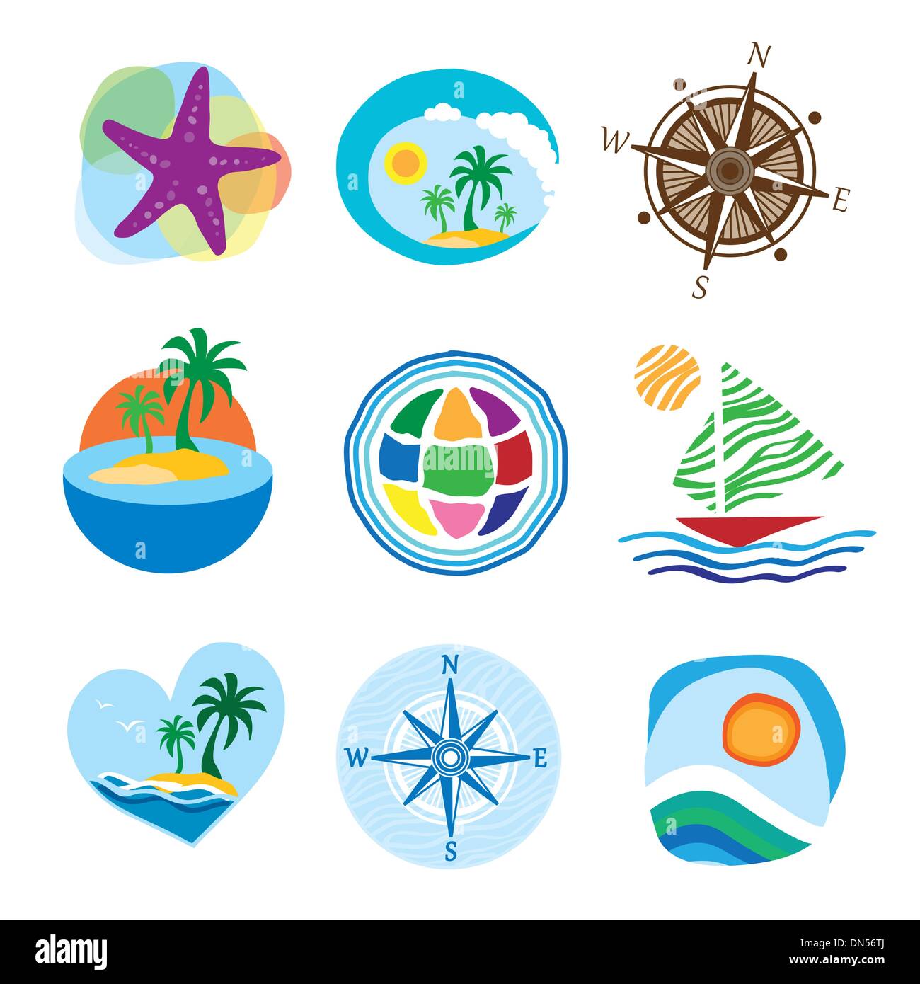 Sammlung von Icons für Reisen und Tourismus Stock Vektor