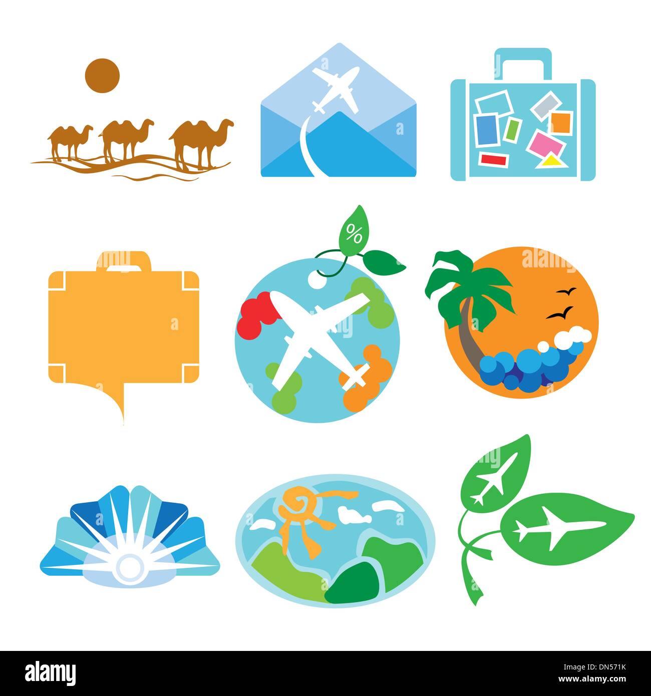 Kollektion von Vektor-Logos für Reisebüros Stock Vektor