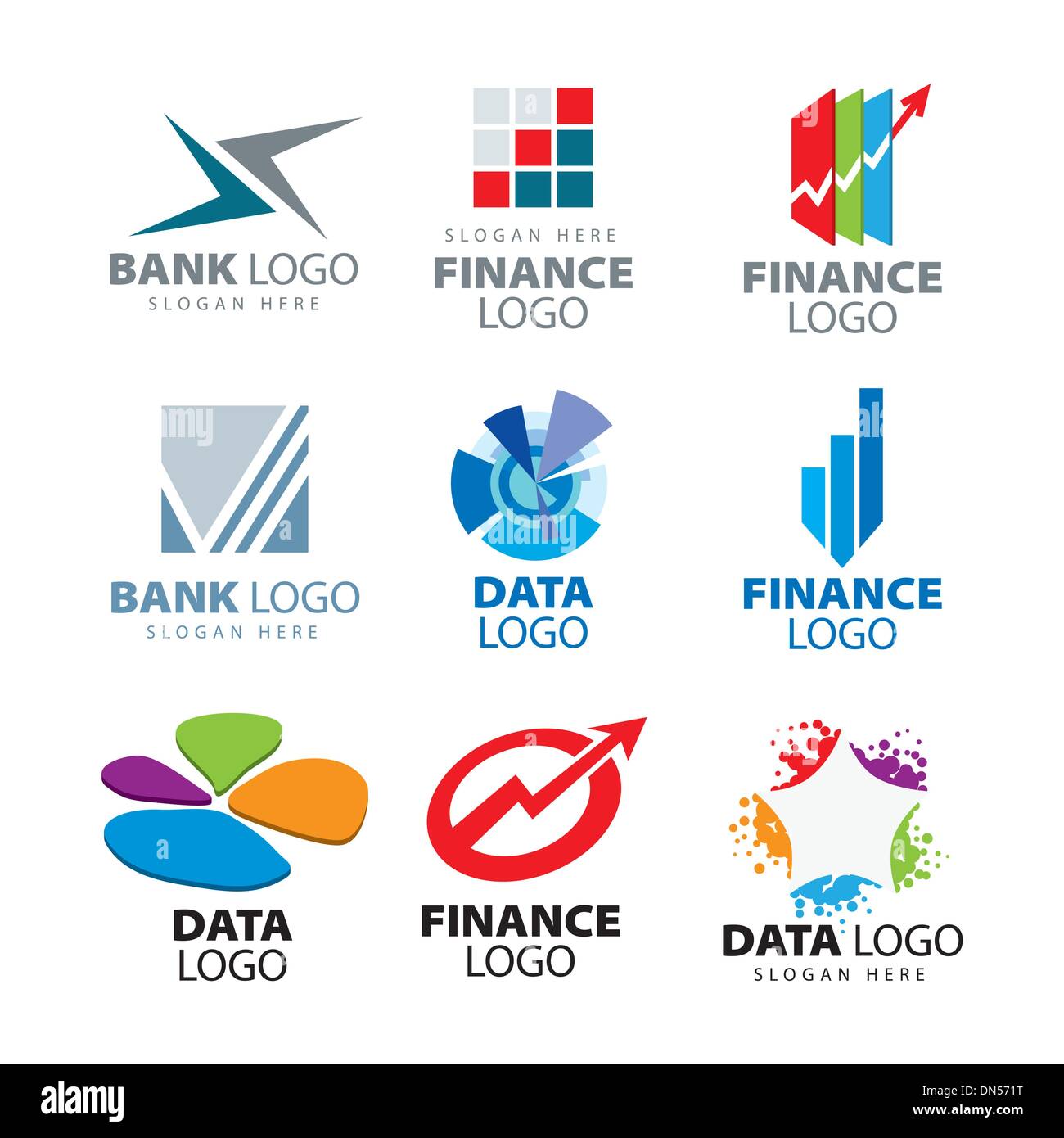 Kollektion von Vektor-Logos für Banken und Finanzgesellschaften Stock Vektor