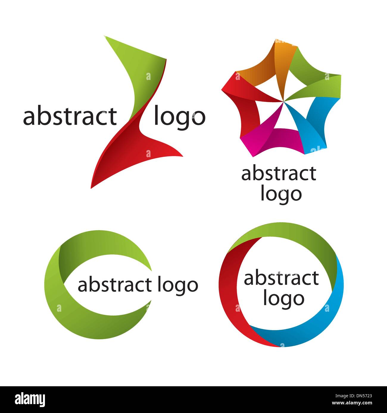 Sammlung von abstrakten bunten Logo der Bänder Stock Vektor