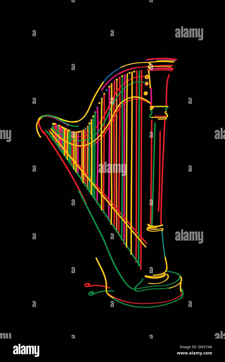 Harfe-Skizze Stock Vektor