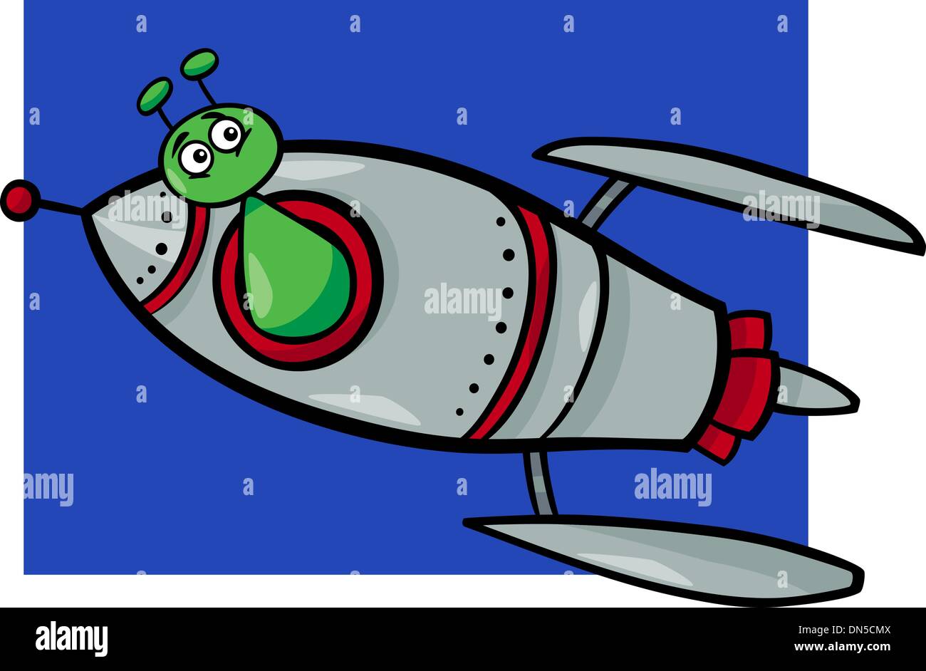 Alien Sie in Rakete Cartoon illustration Stock Vektor