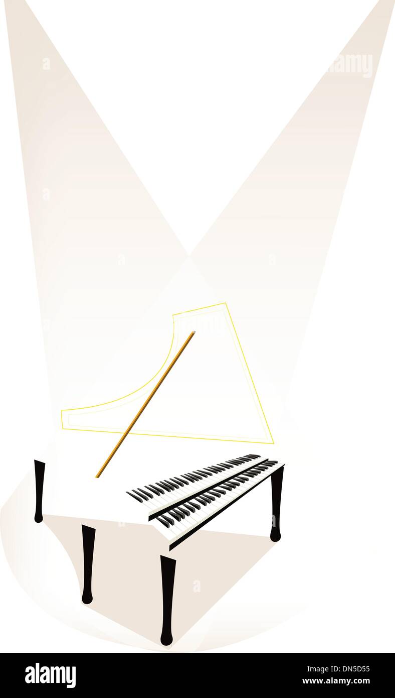 Ein Retro-Cembalo auf Hintergrund braun Bühne Stock Vektor