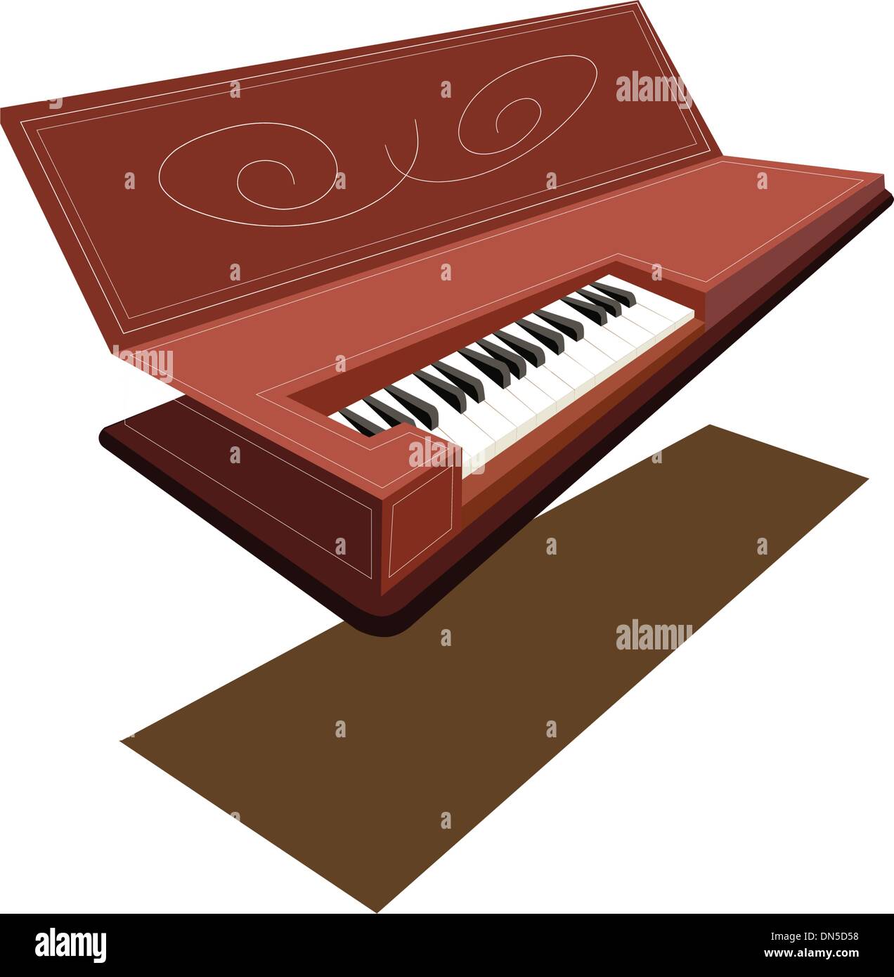 Ein Retro-Clavichord auf dunklen braunen Hintergrund Stock Vektor