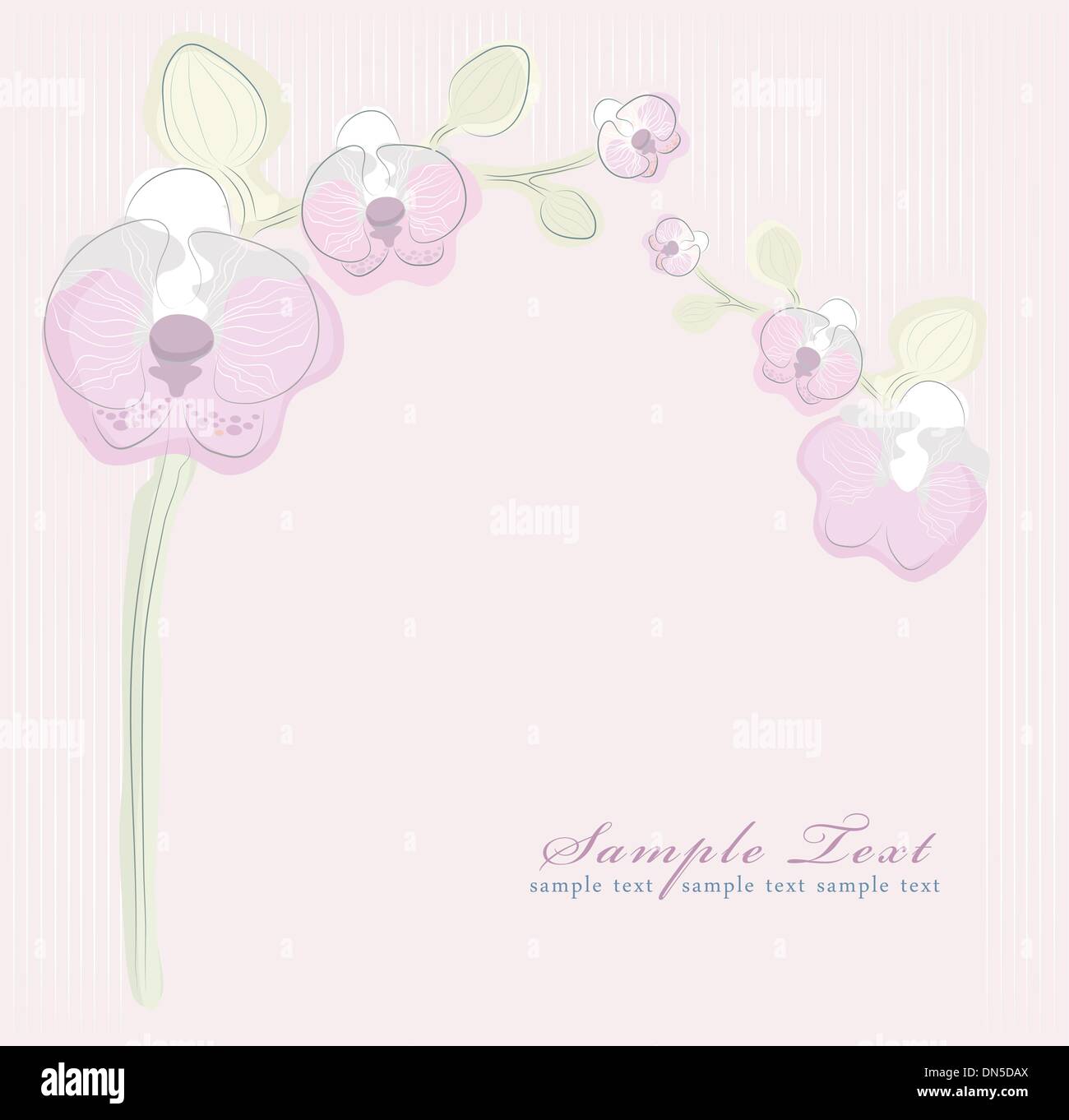 Floral pink Orchid Hintergrund Birthda y Karte oder Einladung. Stock Vektor