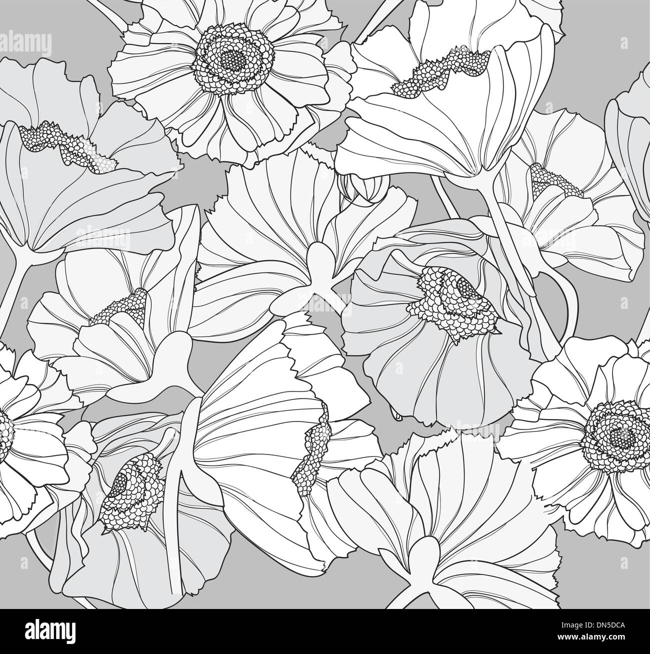 Nahtlose Blumenmuster. Hintergrund mit Mohn Blumen. Stock Vektor