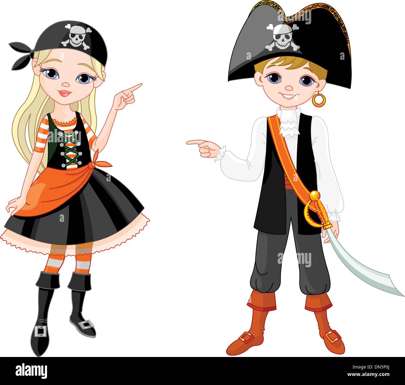 Halloween Pirat paar zeigen Stock Vektor