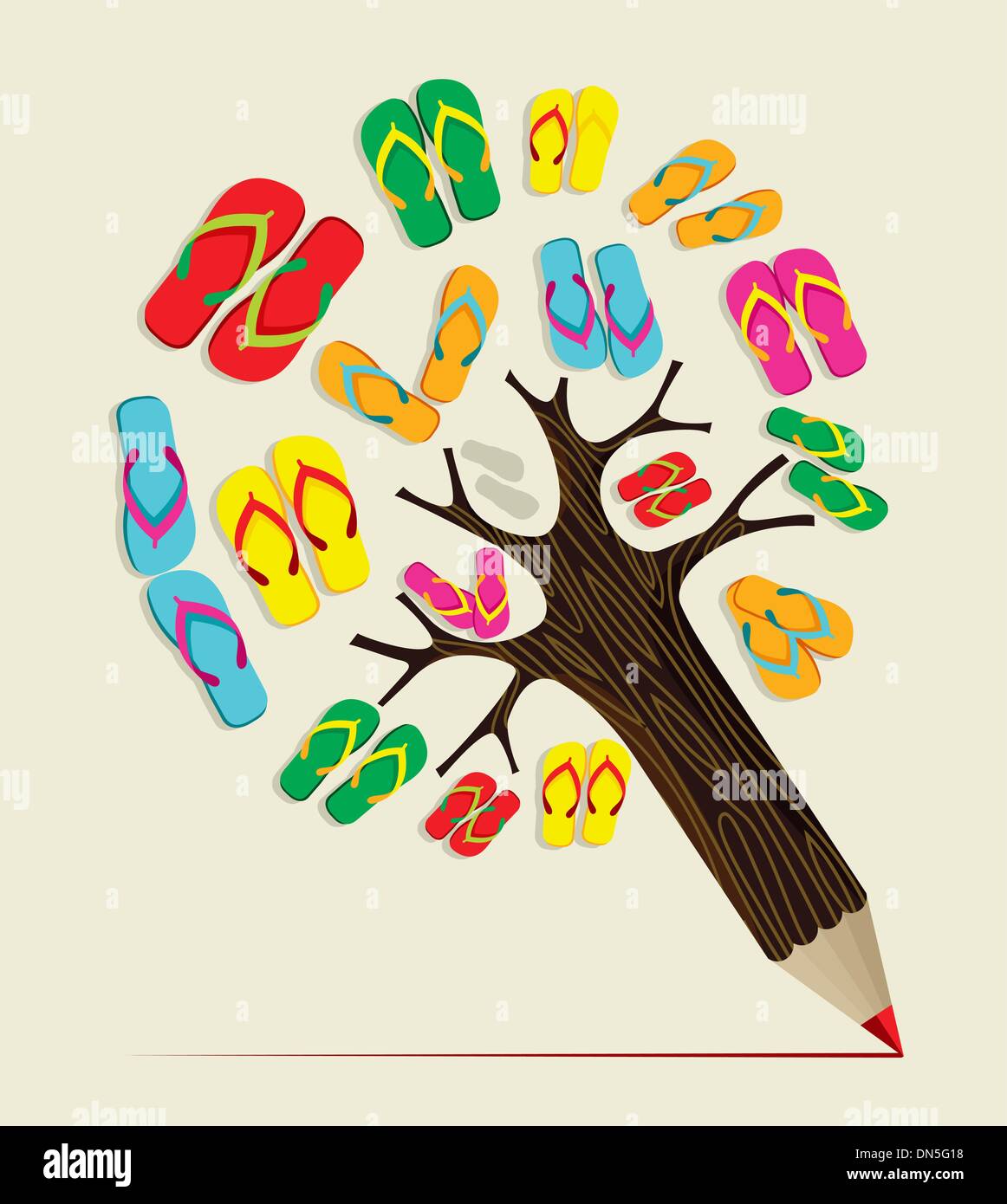 Sommer-Baum-Bleistift-Konzept Stock Vektor