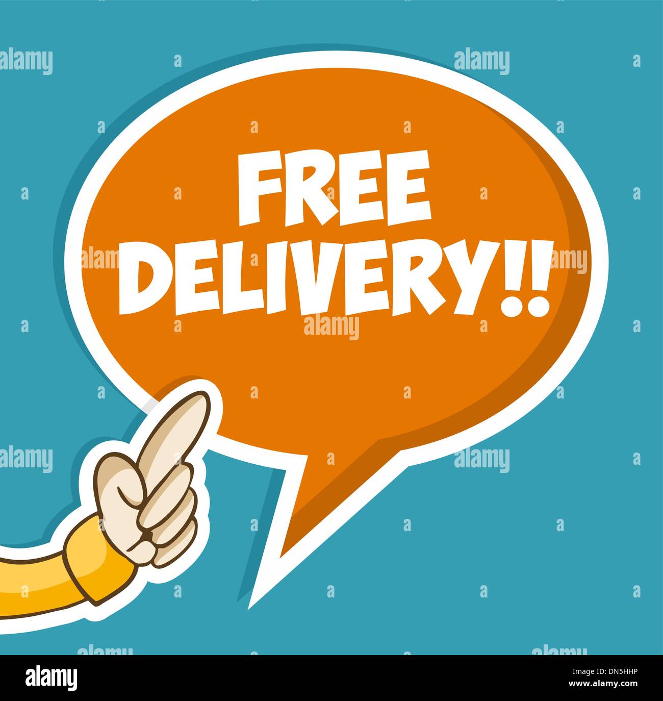 Hand mit Lieferung frei Haus Blase Stock Vektor