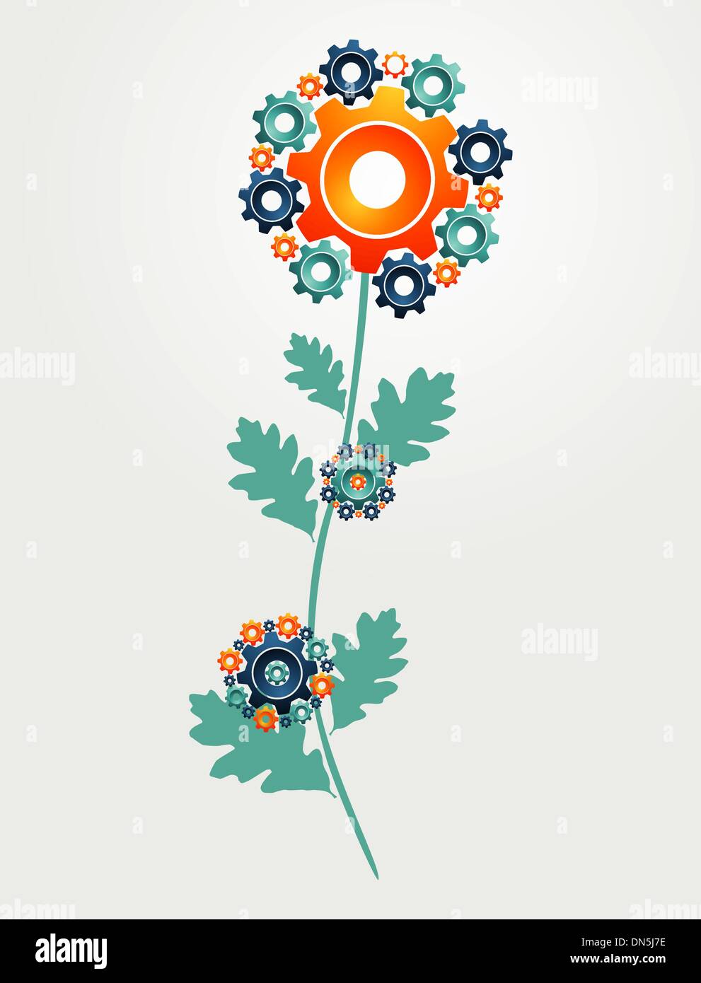 Getriebekonzept Maschine Blume Stock Vektor