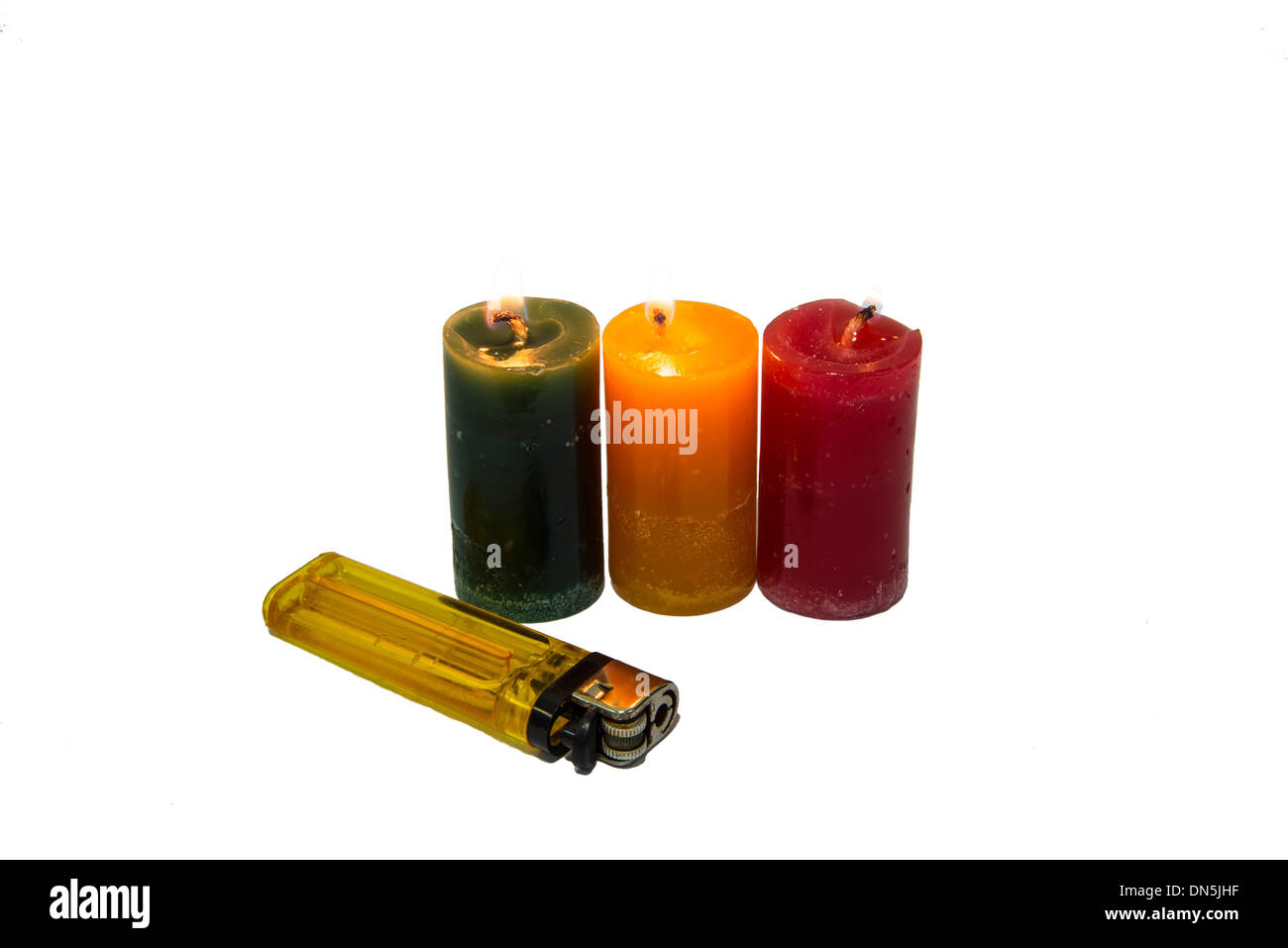 Die Duft-Kerze auf dem weißen Hintergrund. Isolieren Stockfoto