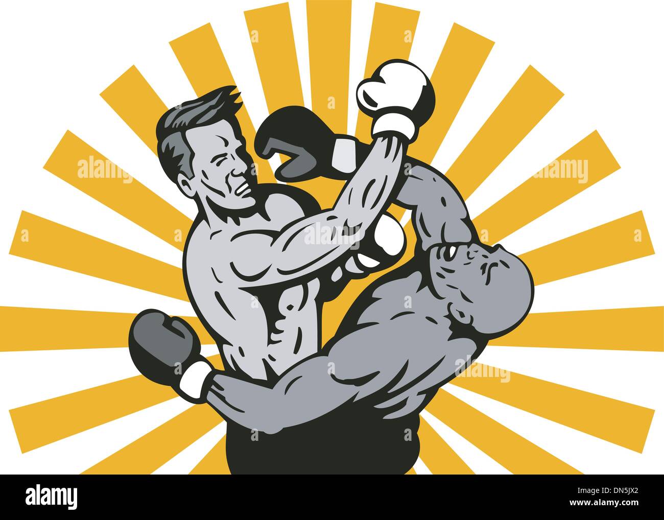 Boxer KO-Schlag zu verbinden Stock Vektor