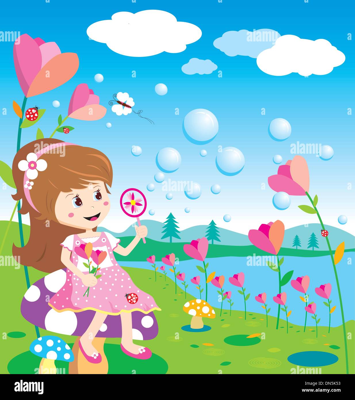 Blowing Bubbles Cartoon Stockfotos Und Bilder Kaufen Alamy