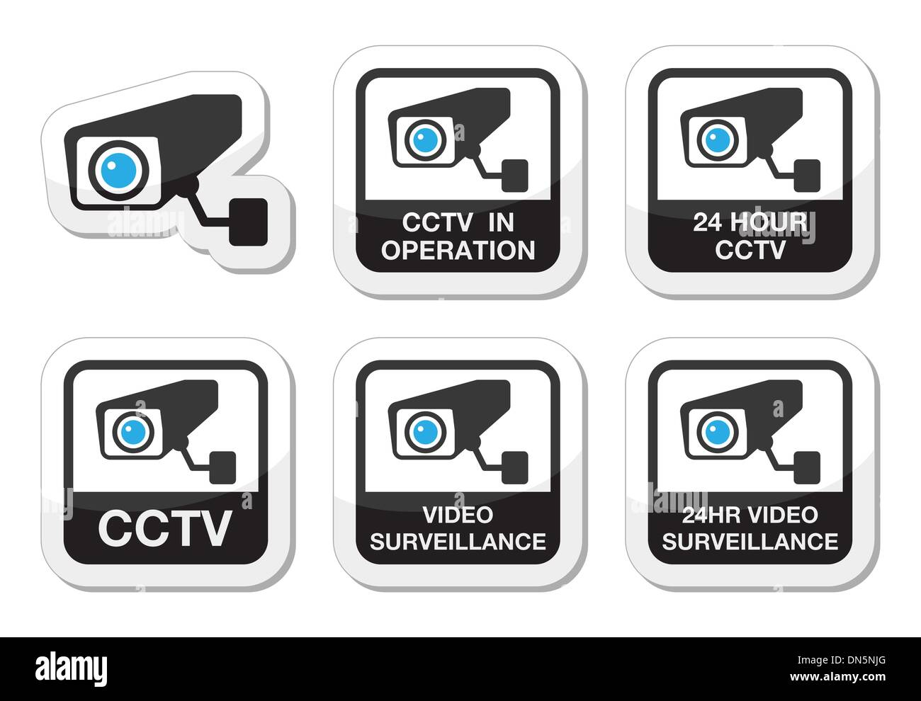 CCTV-Kamera, Video-Überwachung-Symbole-set Stock Vektor
