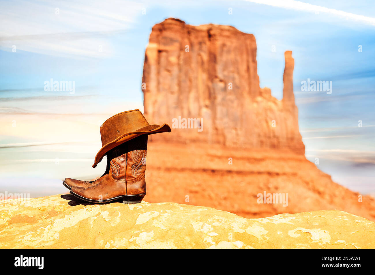 westliche Haltung im Monument Valley, Südwesten, USA Stockfoto
