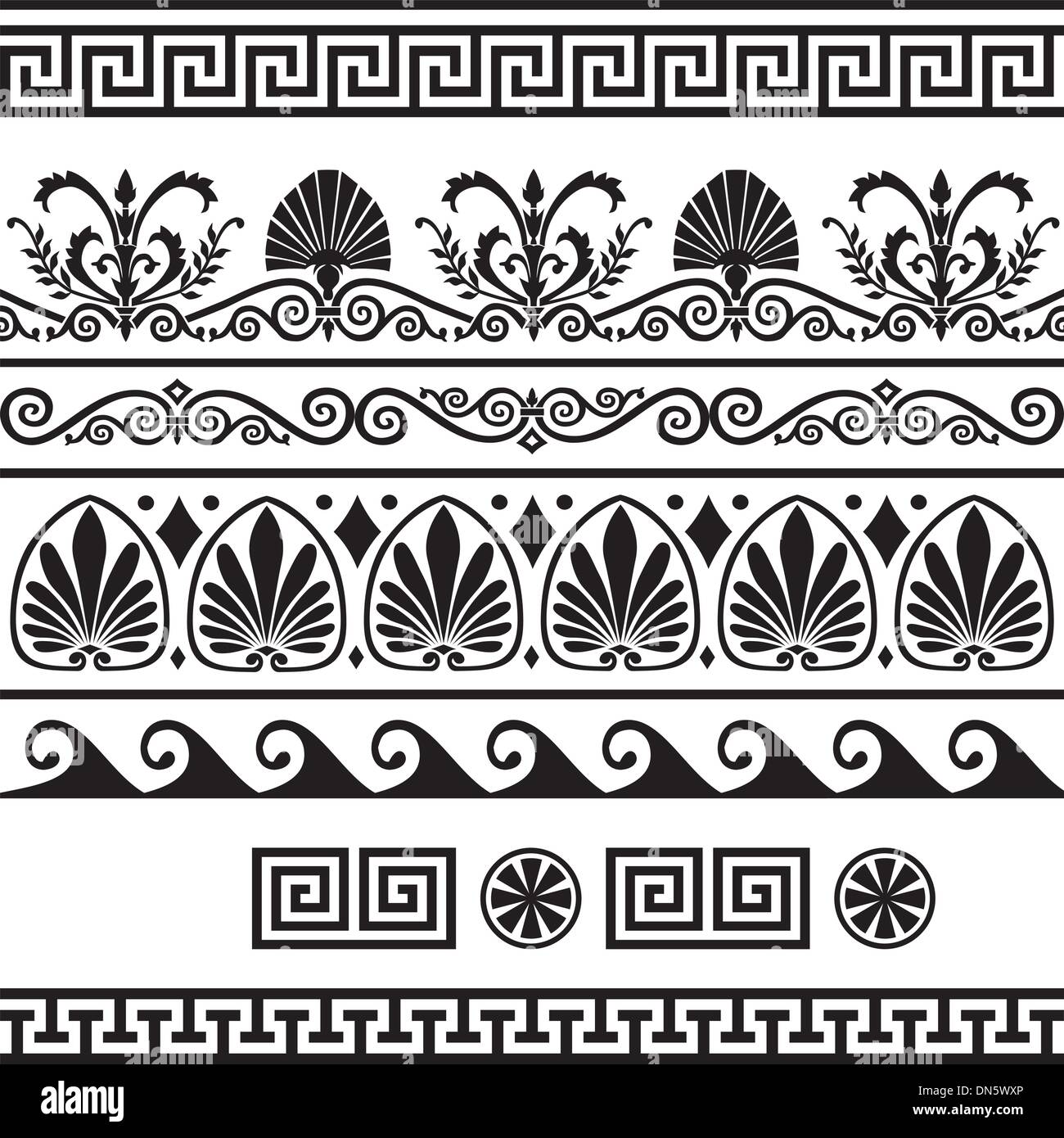 Reihe von antiken griechischen Grenzen Vektor Stock Vektor