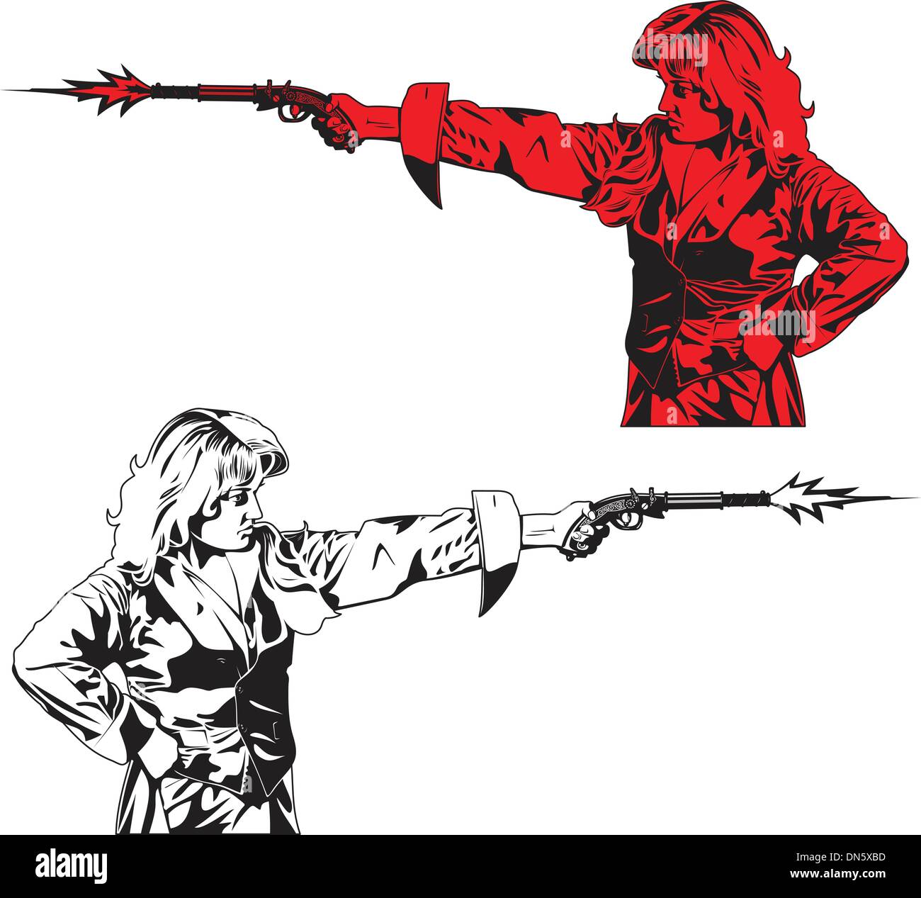 Cartoon firing gun Ausgeschnittene Stockfotos und -bilder - Alamy