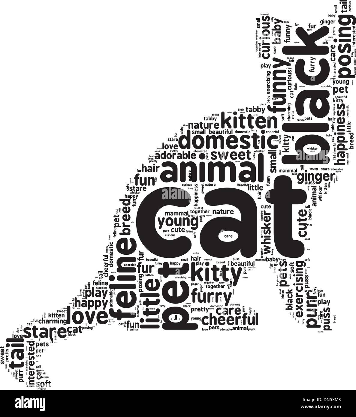 schwarze Katze-Tag-Cloud-Vektor-illustration Stock Vektor