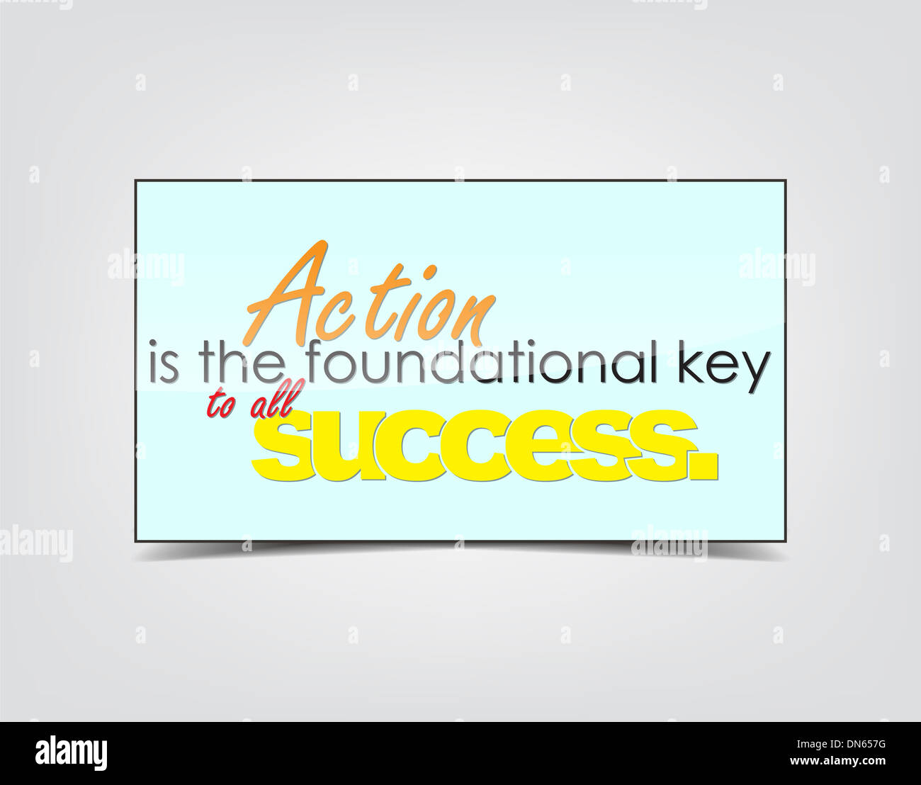 Aktion ist der grundlegende Schlüssel zum Erfolg. Motivationale Hintergrund. Typografie-Poster. Stockfoto
