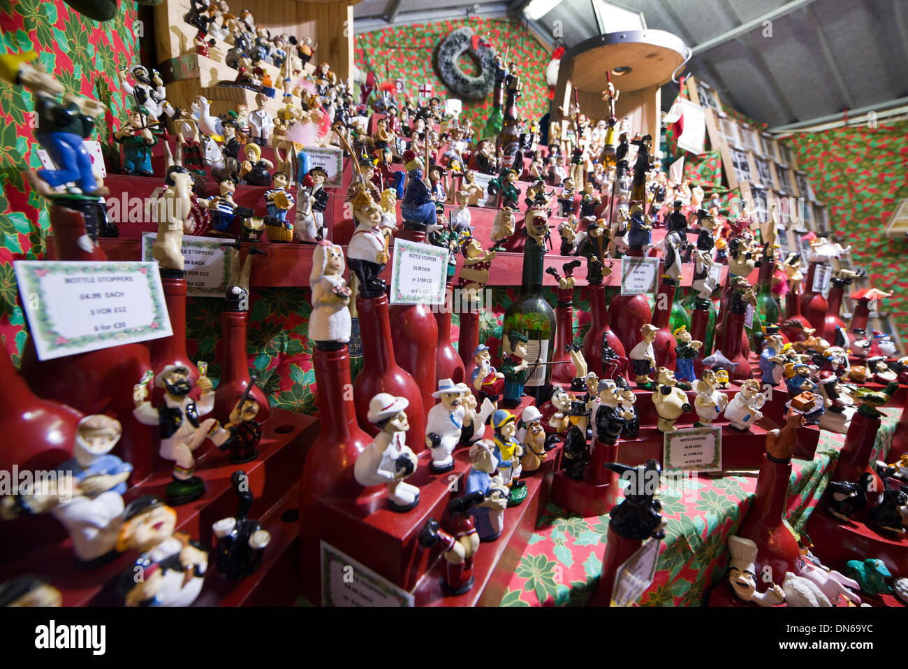 Manchester Christmas Market Stall Flasche Stopper Stockfoto