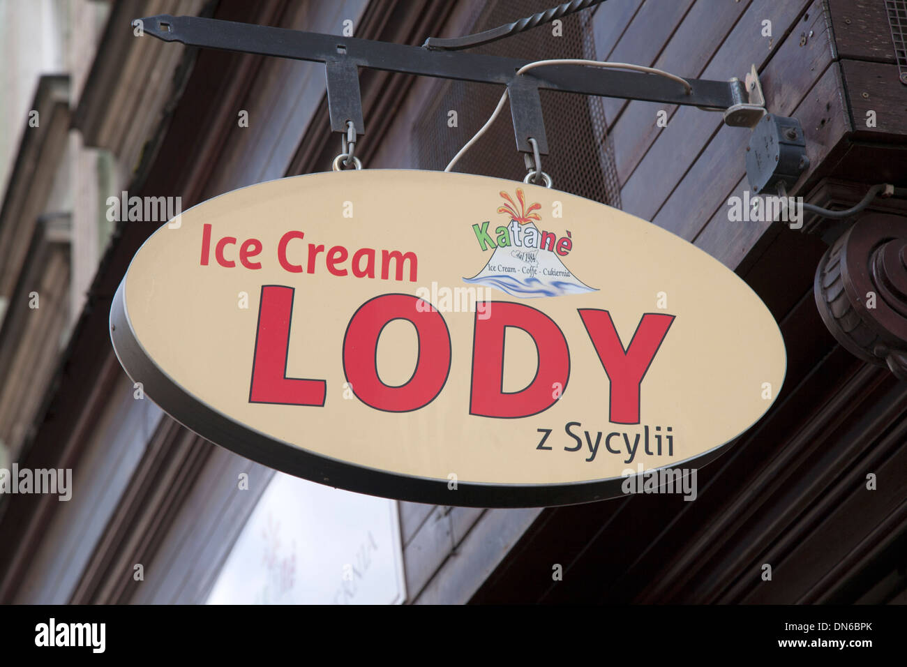 Eis - Lody Zeichen, Krakau, Polen Stockfoto