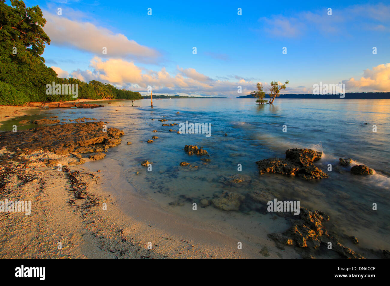Frühmorgendliche Aufnahme des Vijaynagar Beach in Havelock Island - (Andaman, Indien) Stockfoto