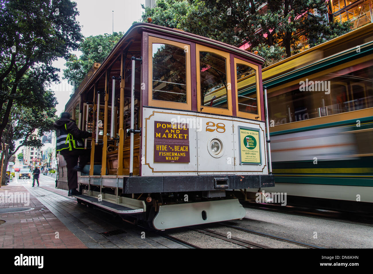 Seilbahnen in der Powell Street, San Francisco, Kalifornien, USA Stockfoto