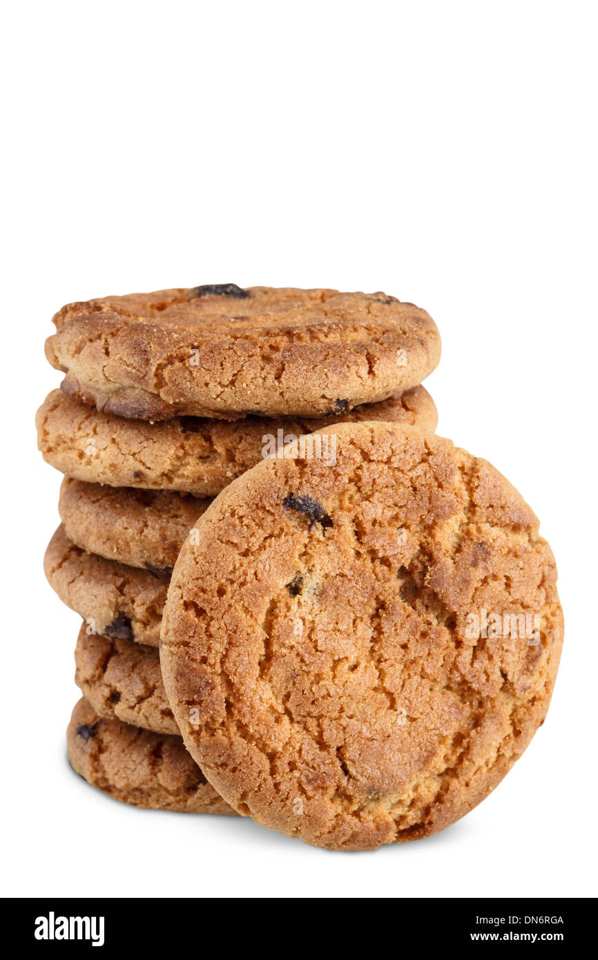 ein Stapel von Haferflocken Cookies isoliert Stockfoto