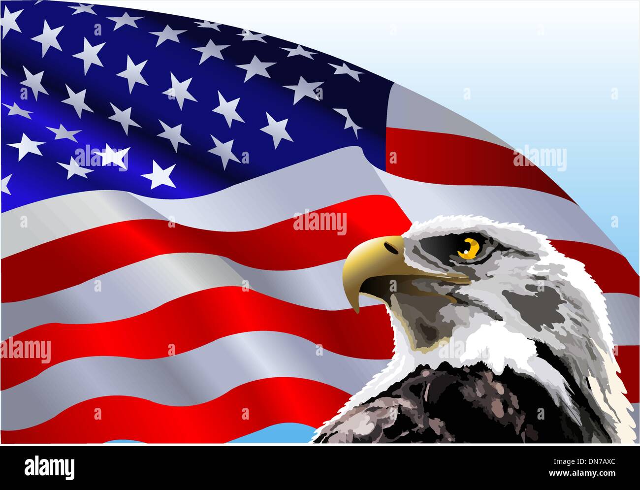 Weißkopf-Seeadler amerikanische Flagge Stock Vektor