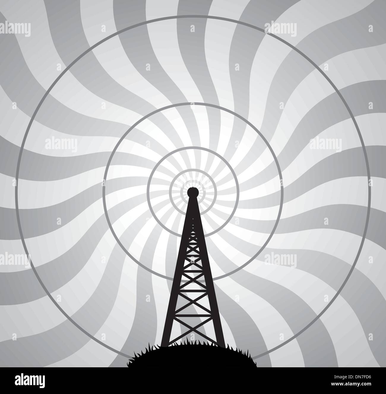 Vektor-Radiowellen Turm und in der Luft Stock Vektor