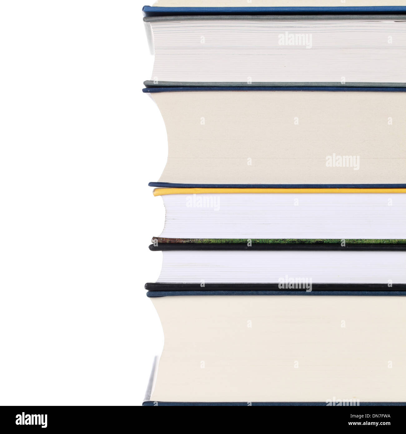 Stapel Bücher, isoliert auf weißem Hintergrund Stockfoto