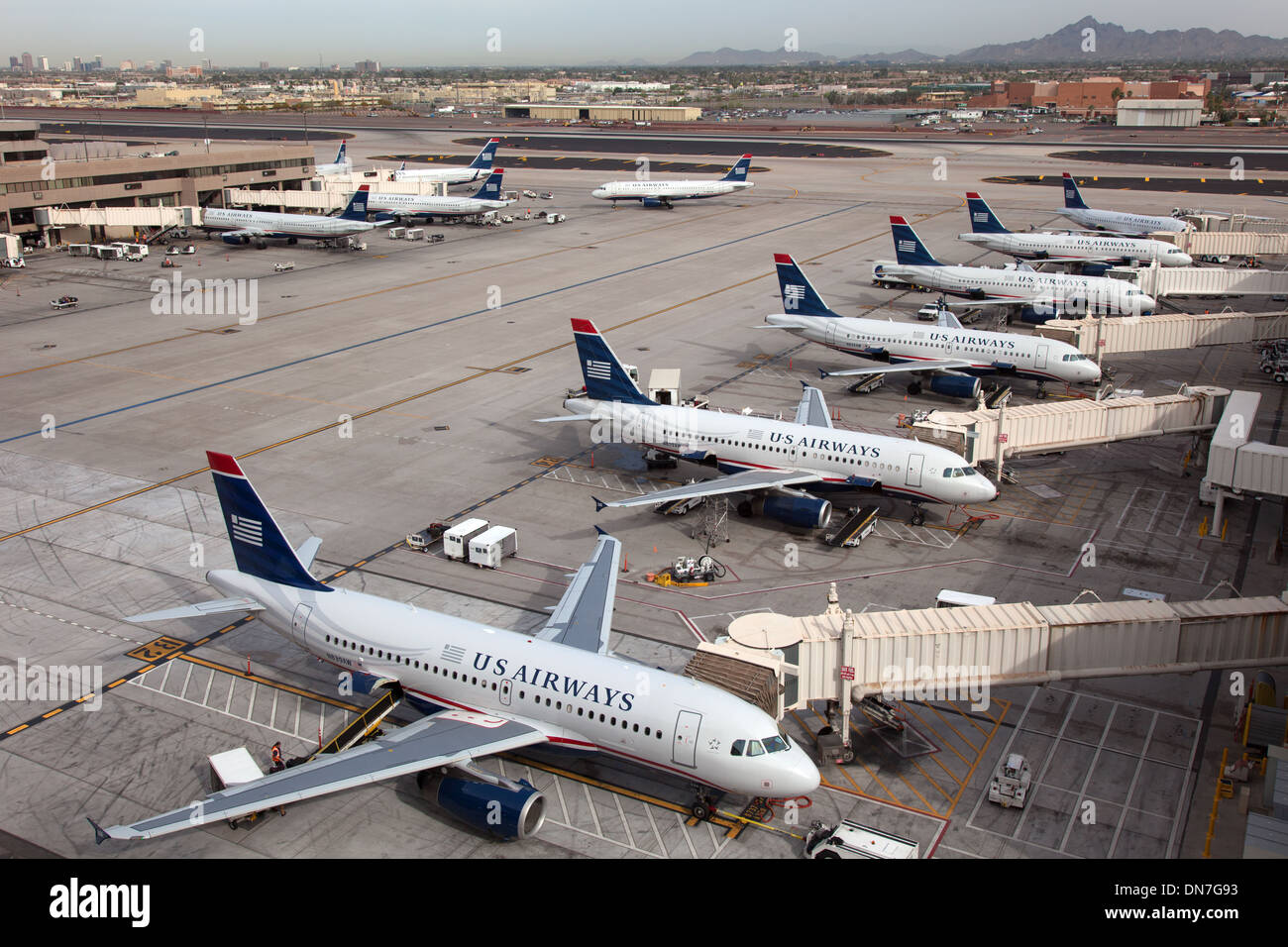 US Airways Flugzeuge am Flughafen Phoenix Sky Harbor Stockfoto