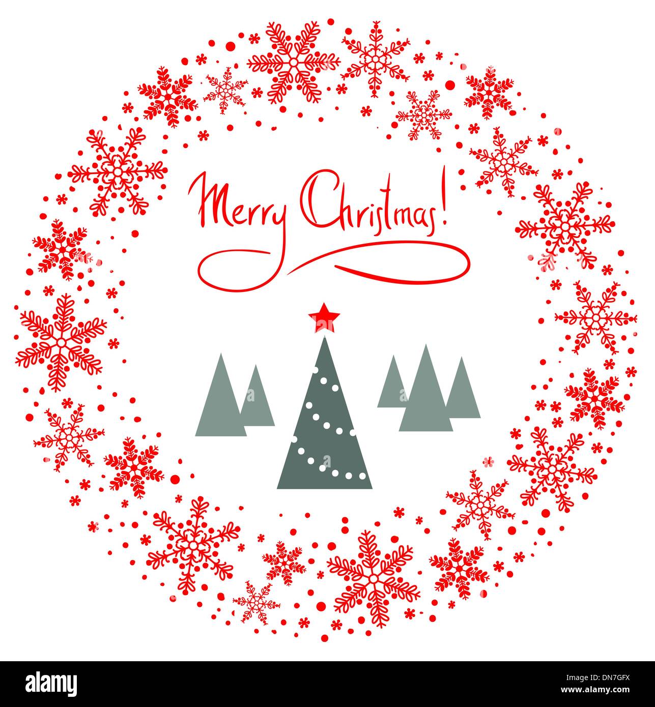 Vektor-Adventskranz mit Baum und roter Stern Stock Vektor