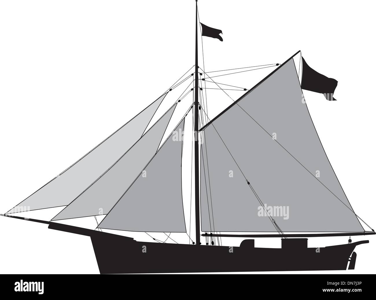 Cutter, Fracht-Segelschiff Stock Vektor