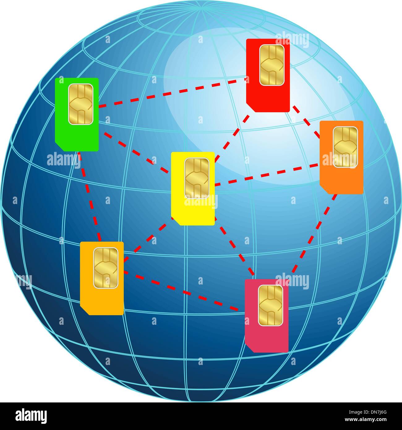 Globus mit SIM-Karten Stock Vektor