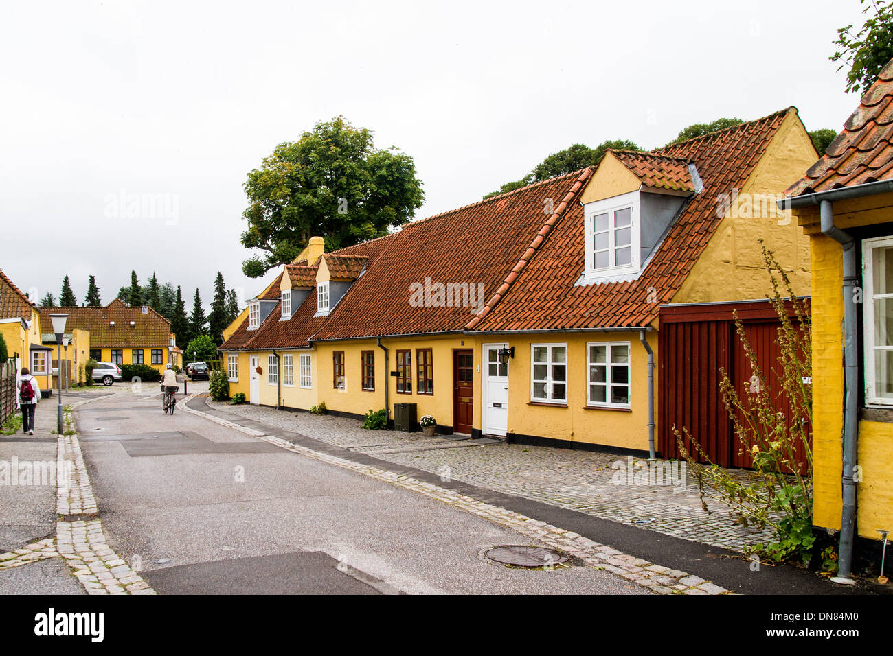 Dorfstraße in die historische Kleinstadt von Maribo Dänemark Stockfoto