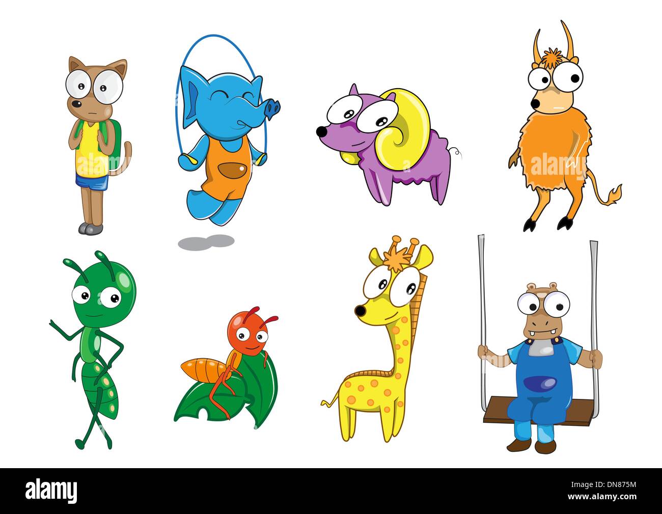 Satz von tierischen cartoon Stock Vektor