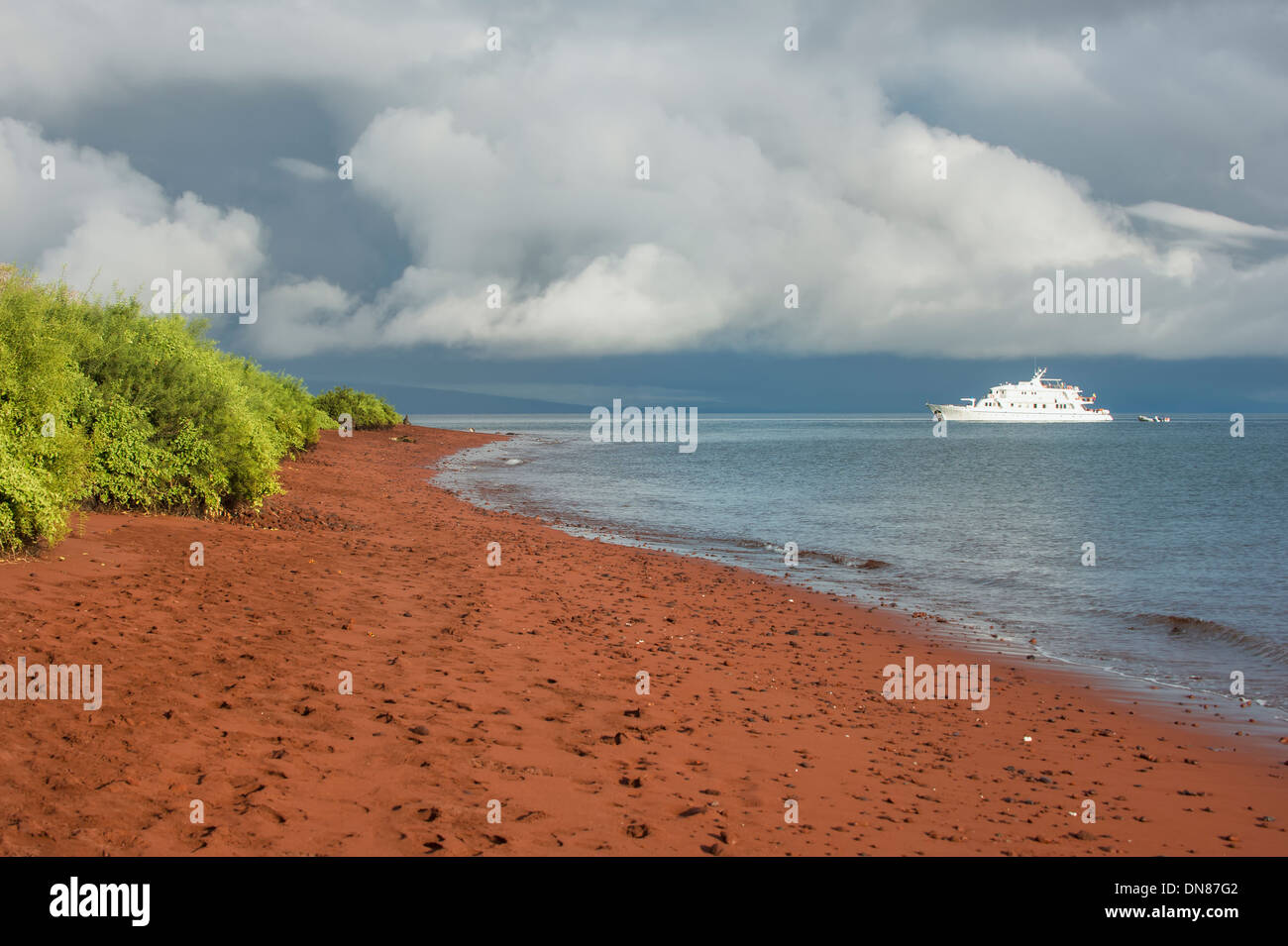 Roter Sandstrand, Insel Rabida, Galapagos, Ecuador Stockfoto