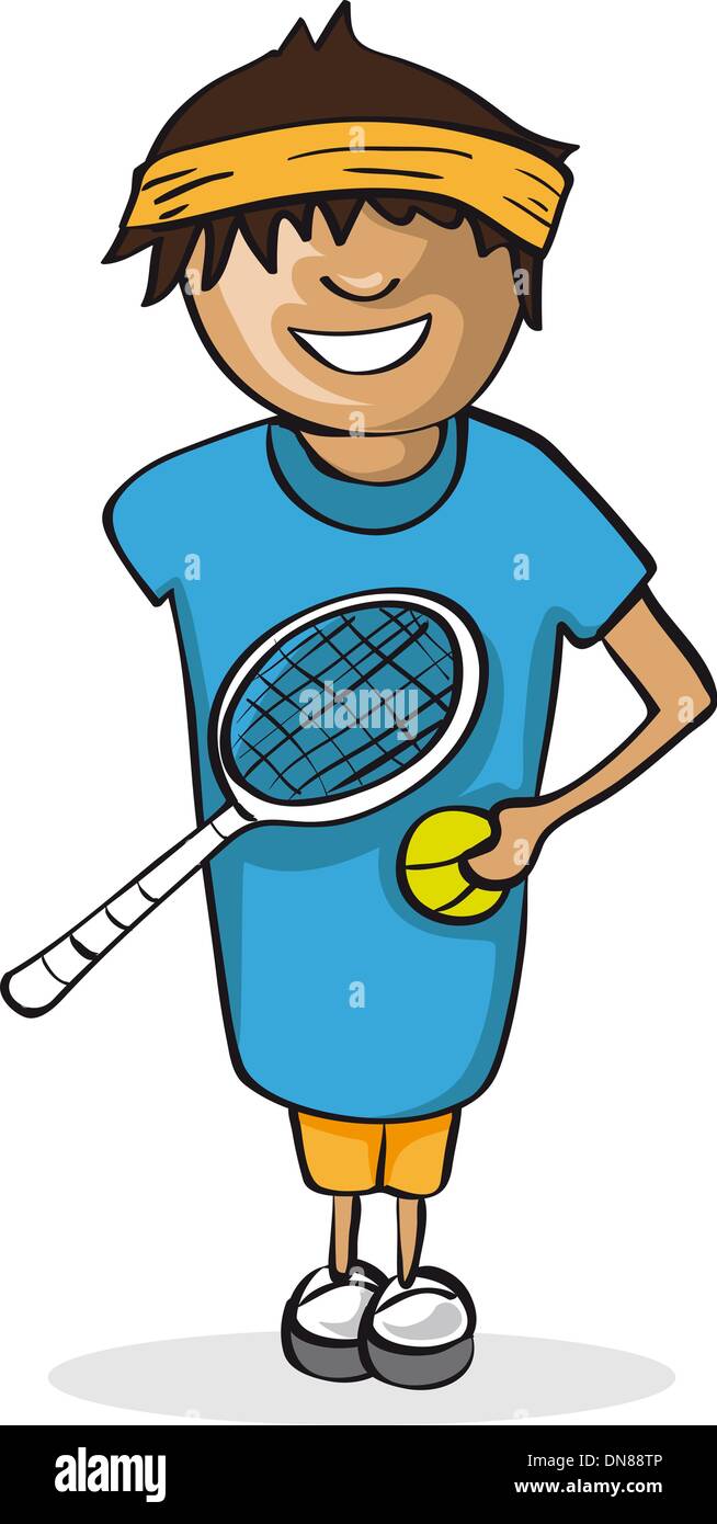 Profi-Tennis Spieler Mann Cartoon-Figur. Stock Vektor