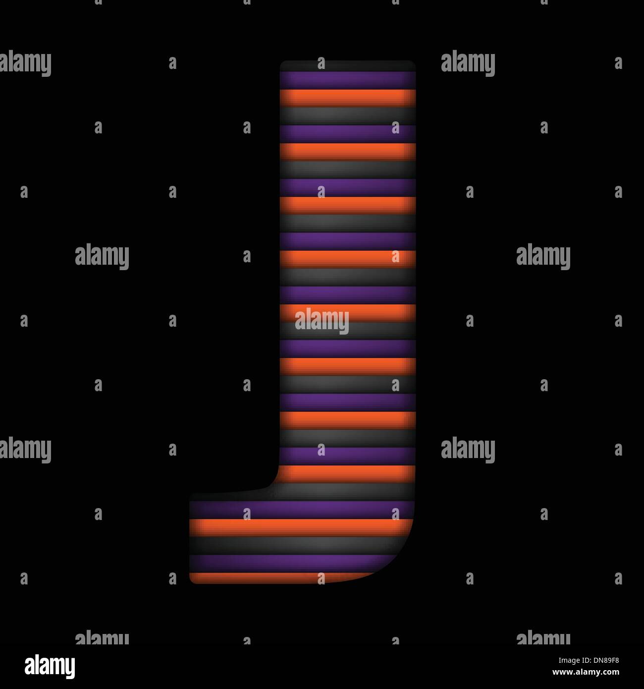 Halloween-Alphabets Streifen Schwarz Orange lila Vektor Stock Vektor