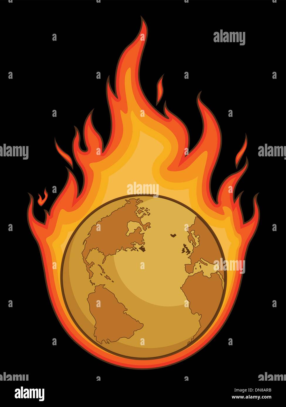 Brennende verwüstete Erde Stock Vektor