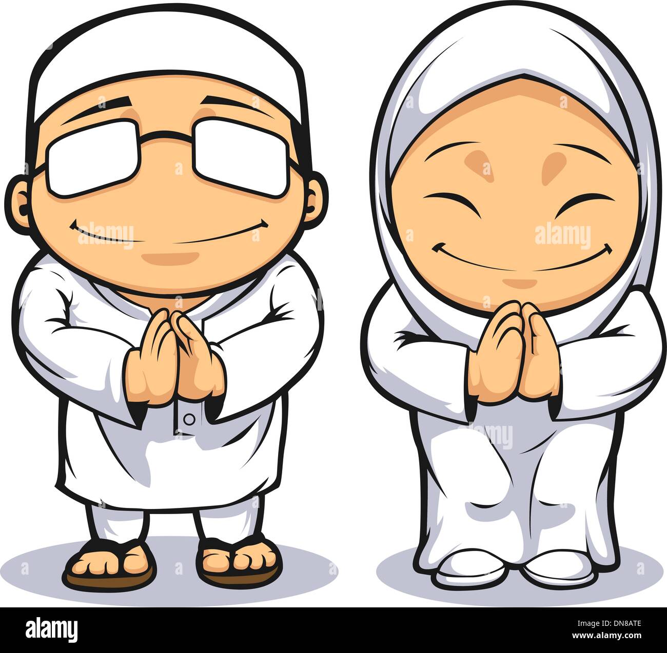 Karikatur von muslimischen Mann & Frau Stock Vektor