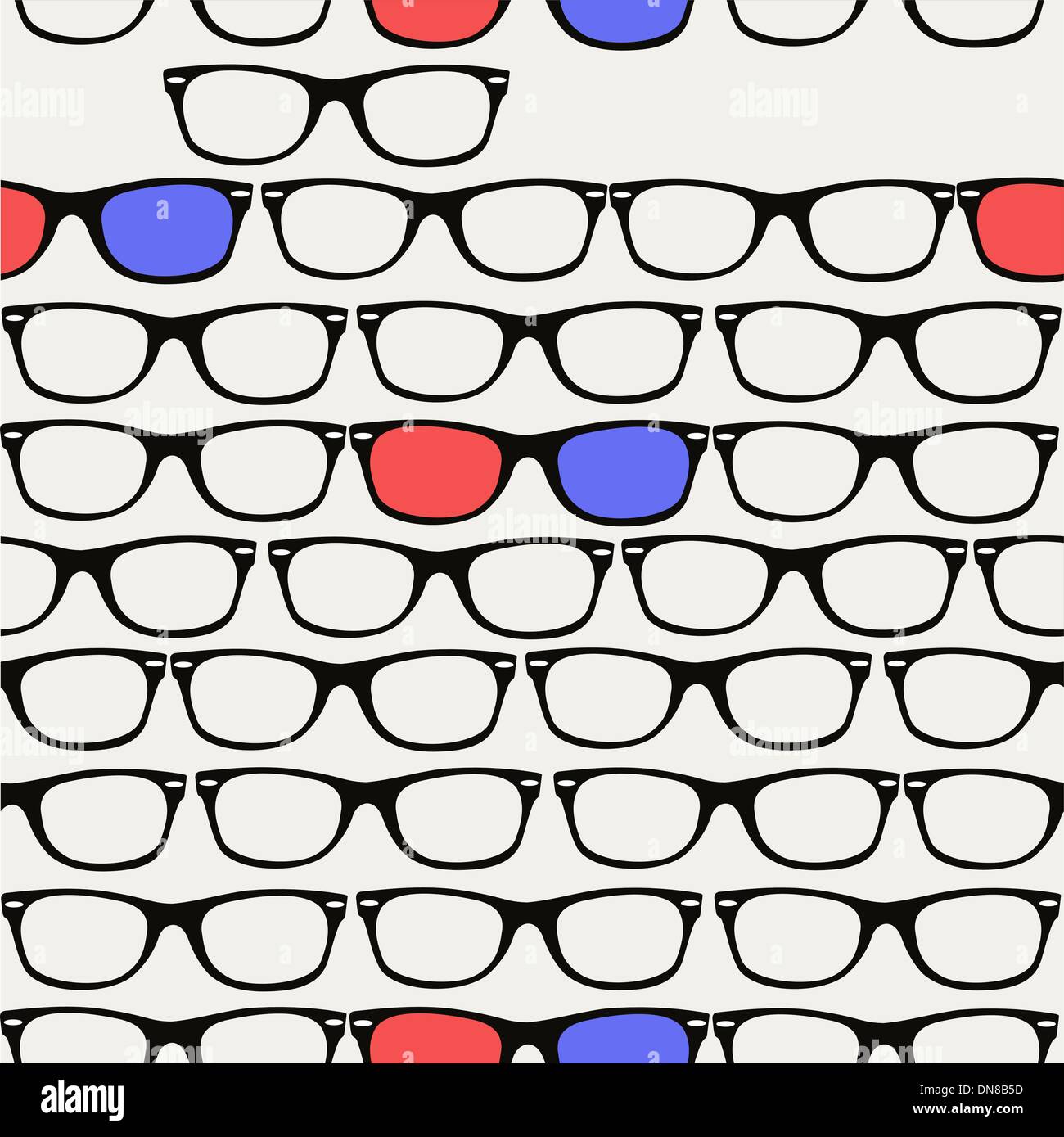 Hipster retro 3D Brille Musterdesign. Stock Vektor