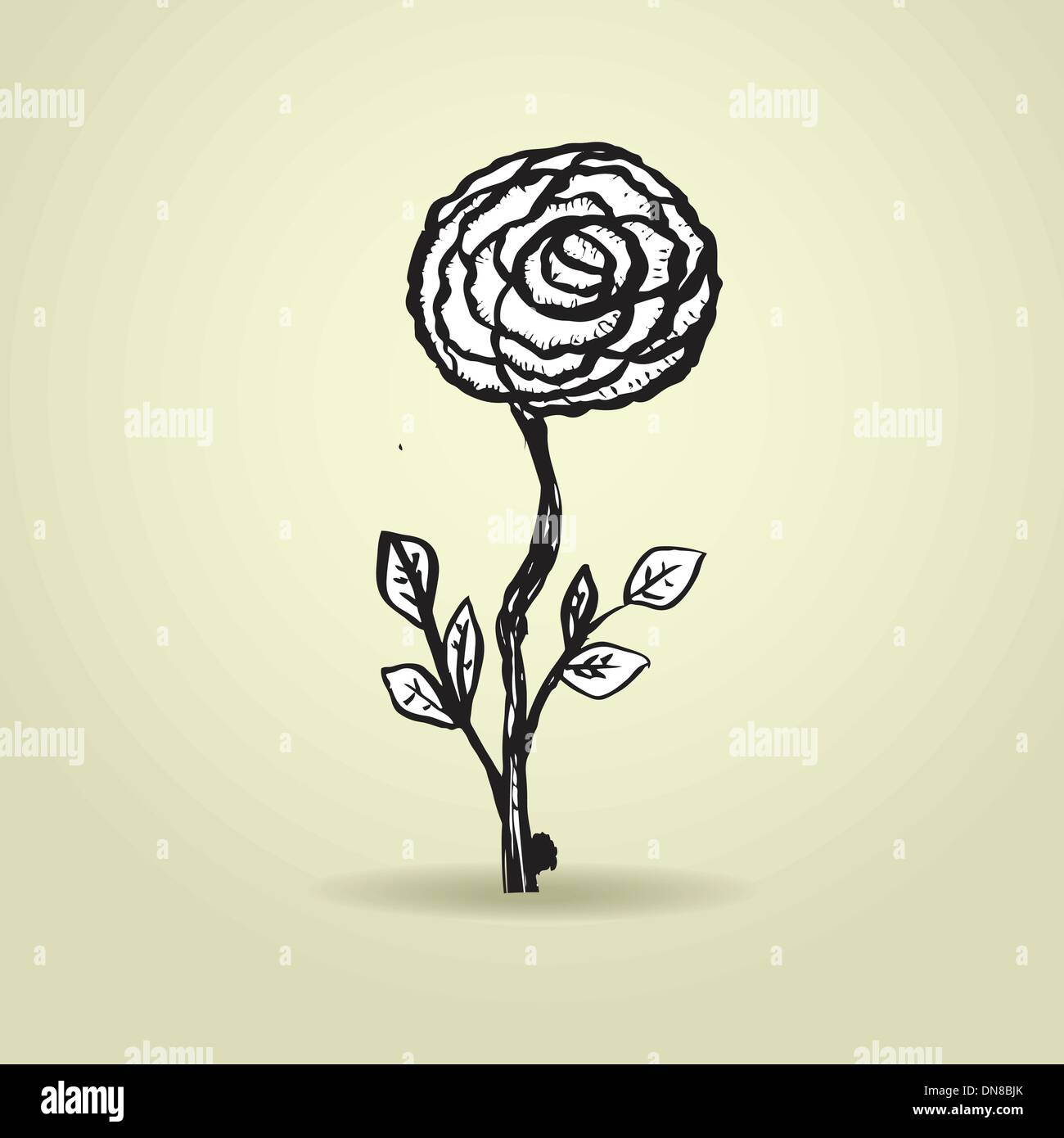 Hand gezeichnet Tinte rose Blume auf Grunge Beige Hintergrund. Stock Vektor