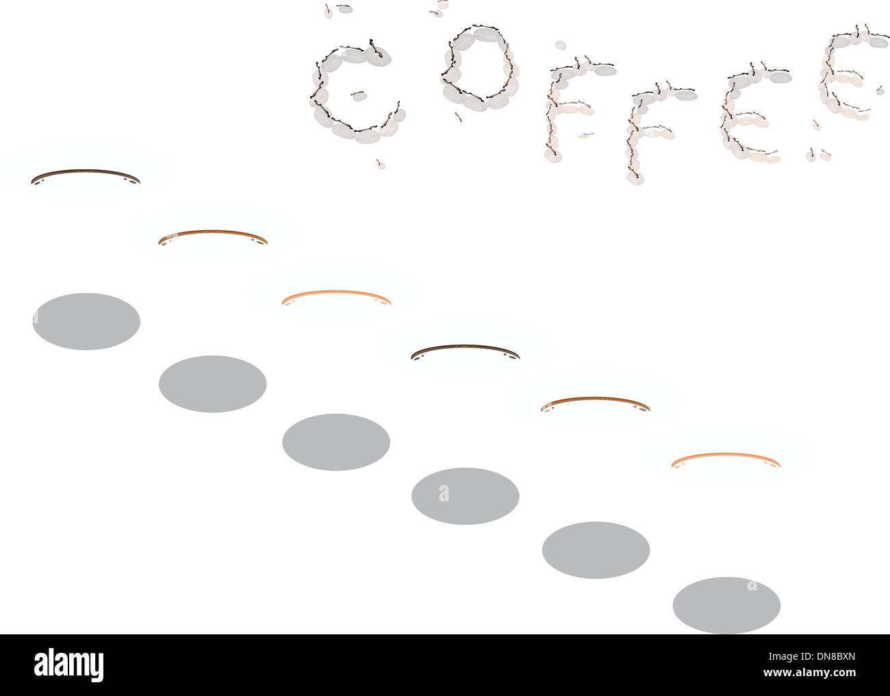 Sechs Arten von Kaffee in Einweg-Cup Stock Vektor