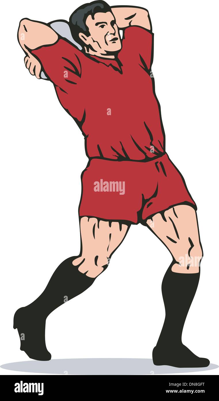 Rugby-Spieler werfen Lineout Ball Stock Vektor
