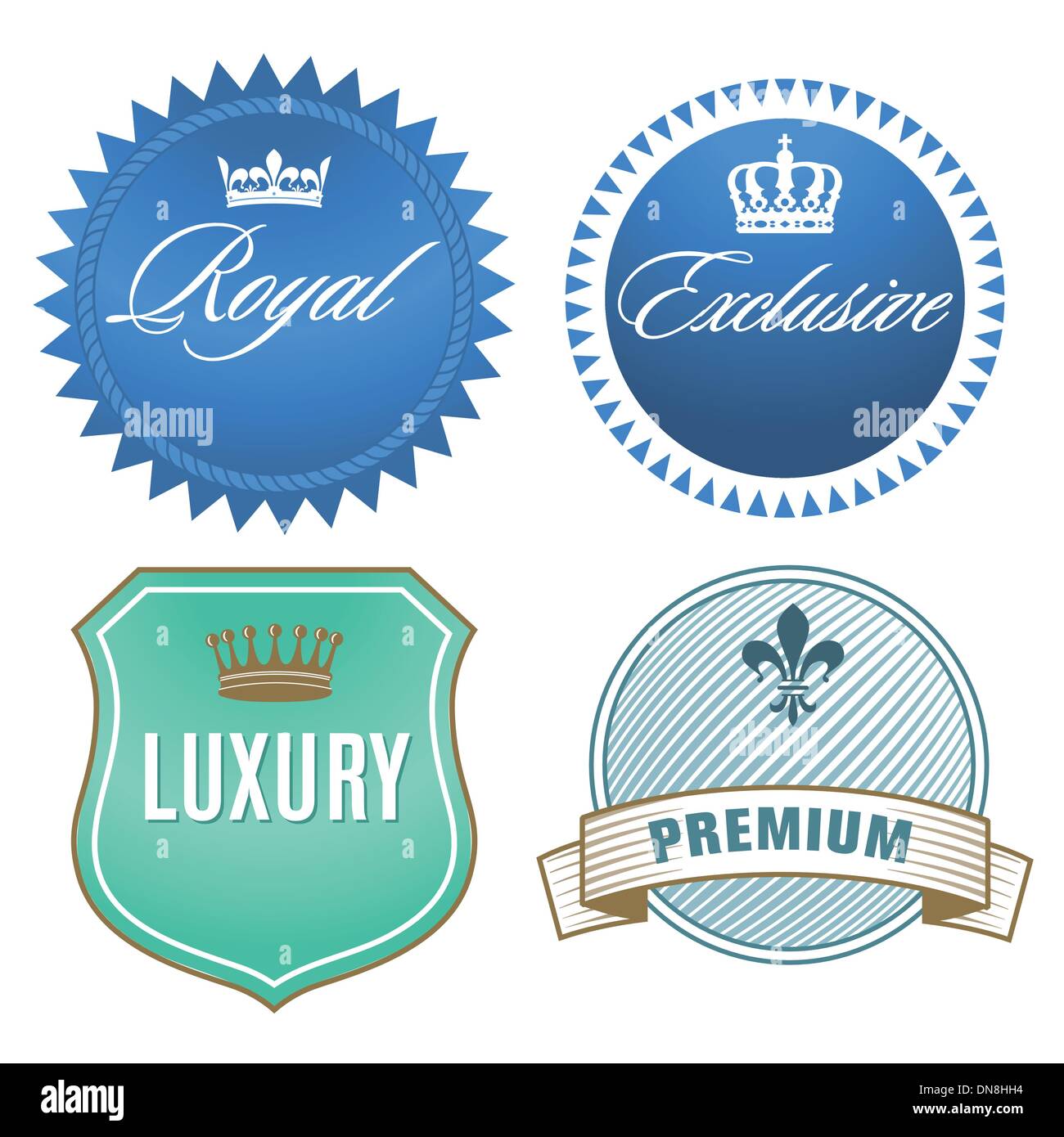 Luxus-Labels mit Krone Crest Stock Vektor