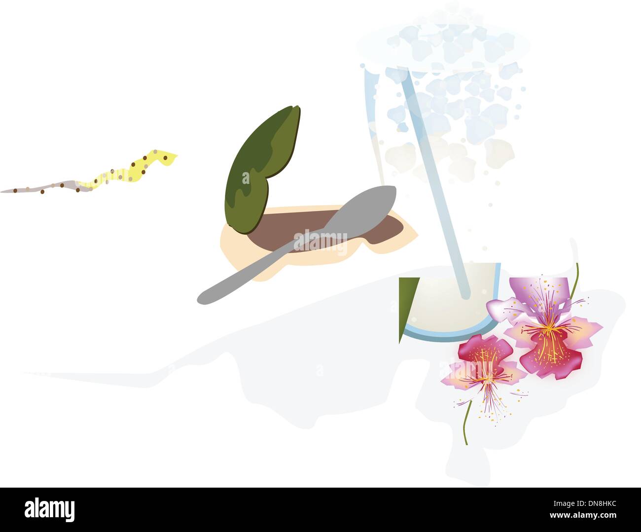 Frische grüne Kokosnuss und Kokosnuss Wasser trinken Stock Vektor