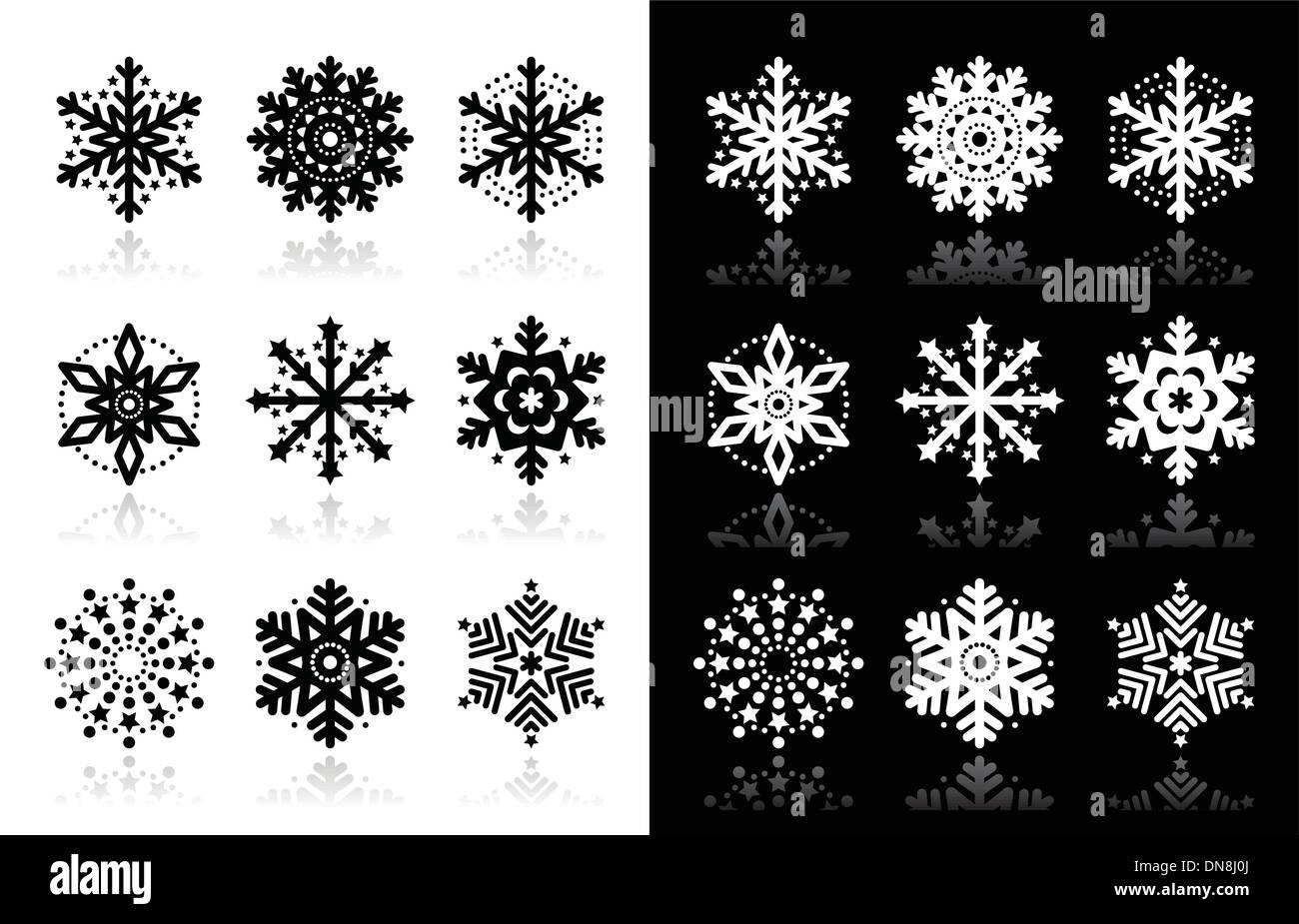 Weihnachten oder Winter Schneeflocken Vektor-Icons Stock Vektor
